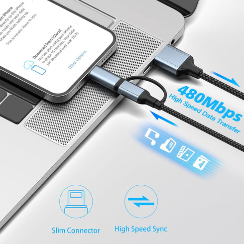 2FT iPhone Charging Cable, 2foot USB C and Lightning Cable 2-in-1 Car Play Cord for iPhone 15 2FT USB C Cable Lightning Cable 2ft for iPhone 15 14...