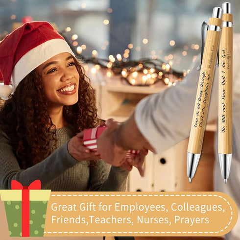 Bible Verse Pens Bamboo Christian Pens Motivational Bible Wisdom Stylus 1 mm Scripture Motivational Quotes Ballpoint Pen Inspirational Pen Bulk fo...