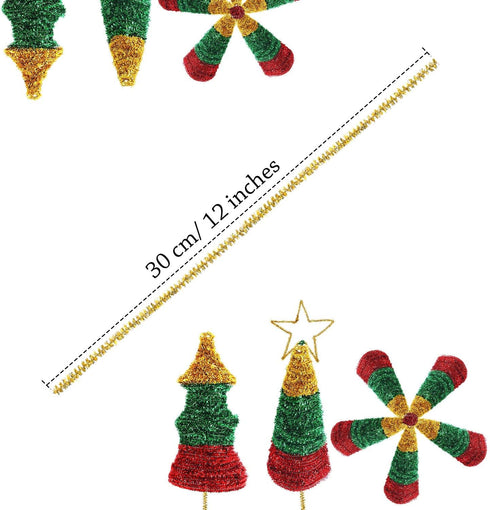 WILLBOND 400 Pieces Christmas Pipe Cleaners Craft Pipe Cleaners Glitter Chenille Stems Creative Arts Chenille Stems for DIY Craft Christmas Decora...