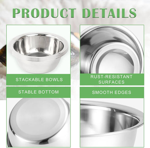 4 Pack Stainless Steel Dog Bowls, 8 Inch Basic Metal Dog Bowls Food and Water Dish for Small Large Dogs, Puppy...