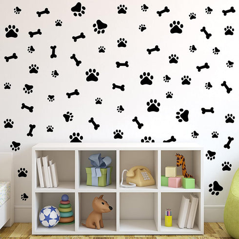 76 Pieces Dog Paw Decal Paw Print Sticker Dog Room Decor for Walls Pup Removable Vinyl Wall Sticker Decoration Animal Footprint for Nursery Bedroo...