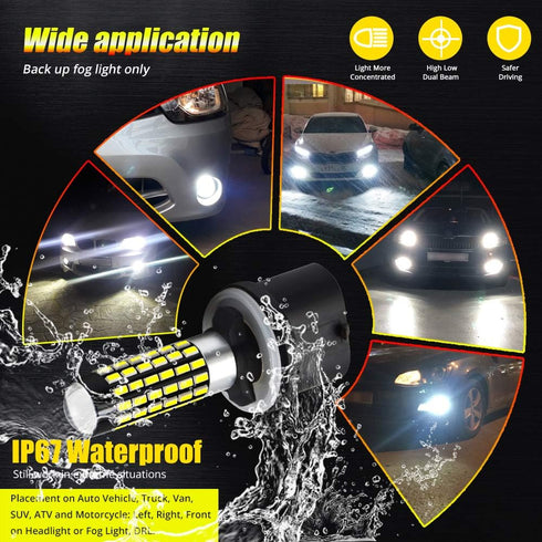 AC9-36V 880 890 885 LED Fog Light Bulbs Super Bright 1500 Lumens 78-SMD 3014 Chips Lens Replace for DRL Fog Lights.(2-Pack)...