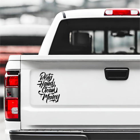 GRITKULTURE "Dirty-Hands-Clean-Money" Decal Sticker for Vehicle Truck Bumper Cars Window Wall Mirror Decoration (Black)...