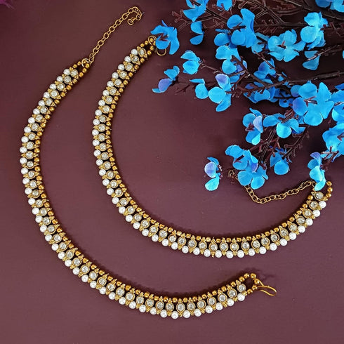 Efulgenz Indian Anklets for Women Crystal Ankle Bracelet White Pearl Ankle Bracelet Indian Payal Anklet Anklets Indian Style Payal Anklet Indian G...