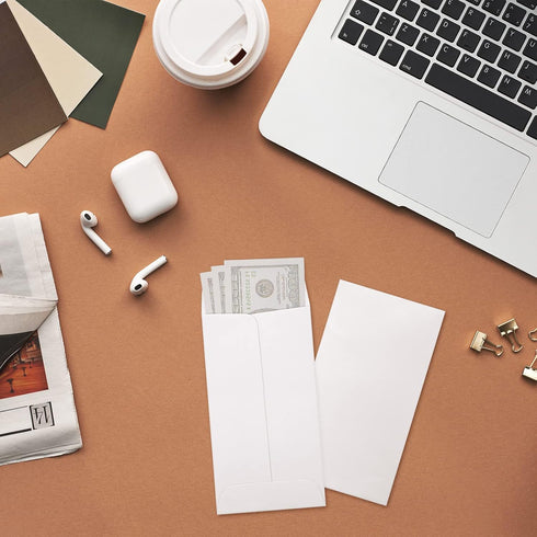 ValBox 3.5x6.5 Money Envelopes, White Kraft #7 Coin Envelopes, Small Parts Envelope with Gummed Flap for Seed, Cash, Budgeting (Pack of 100)...