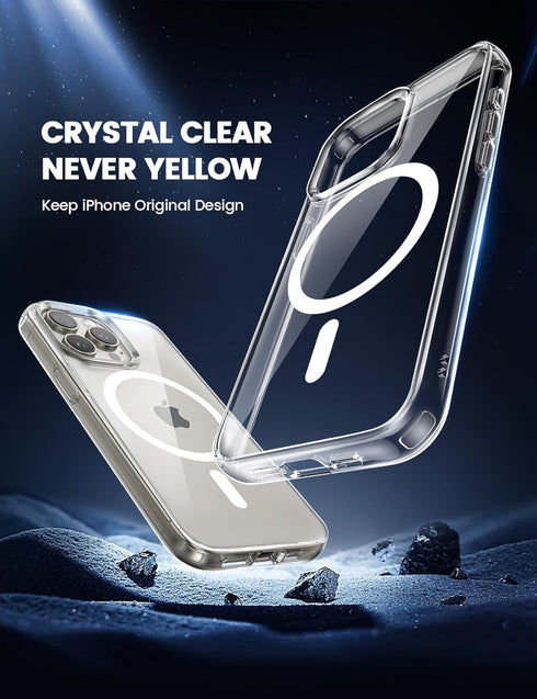 Lamicall Clear Case for iPhone 15 Pro - Transparent Case with Magsafe, Anti-Yellowing, Military Grade Drop Protection, Scratch-Resistant, Slim & P...