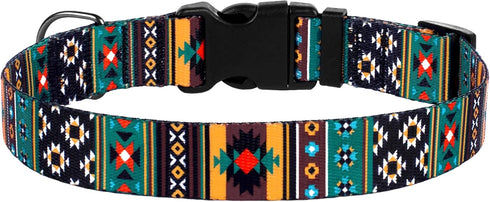 Southwest Dog Collar Tribal Pattern Adjustable Puppy Pet Collars for Small Medium Large Dogs Aztec Print (Tribal, Neck Fit 12"-16")...