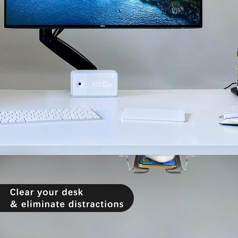 Under Desk Storage Shelf for Phone, Acrylic Under Desk Mount Phone Holder for Office Desks and Workstations, Hidden Space-Saving Under Table Smart...