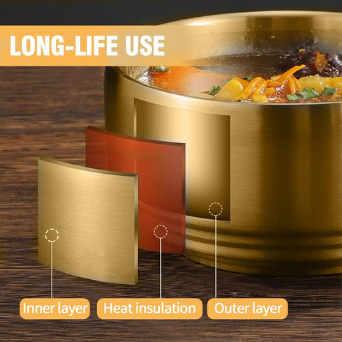 Stainless Steel Rice Bowl with Lid, Set of 2, for Korean Kitchen Restaurant, Double-walled Metal Bowls, Multi-Purpose Insulated Soup Bowls Snacks ...