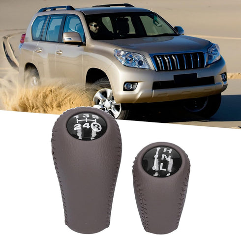 Gear Shift Knob, 5 Speed Manual Gear Shift Knob Lever Fit for 4Runner/Hilux/Land Cruiser Prado 33504-20120-C0(Brown)...