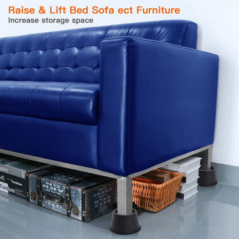 BTSD-home Round Bed Risers 4 inch Heavy Duty Furniture Risers Table Chair Risers Lift up to 10000 Pounds Rise up 3.5 inch Set of 4 Pieces (Black)...