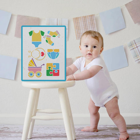 FINGERINSPIRE 4 Pcs Baby Theme Stencils Template 11.6x8.3 Inch Plastic Baby Bottle Stroller Reusable Drawing Painting Stencils for Wood, Floor, Wa...
