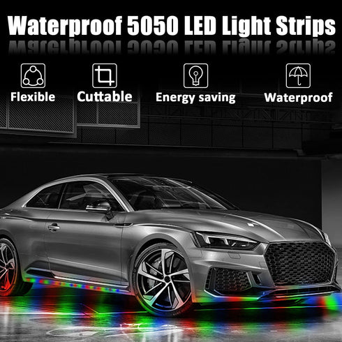 XT AUTO 8pcs 12V Super Bright 30cm 15 LED Flexible Waterproof LED Strip Light for Car Interior & Exterior Decoration DRL Day Running Light Or Boat...
