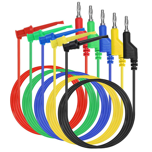 Sumnacon 39 Inch Multimeter Test Lead Set - 5 Pcs Stackable Banana Plug to Test Hook Wire Cable Kit with Protective, Flexible Wire Leads for Elect...