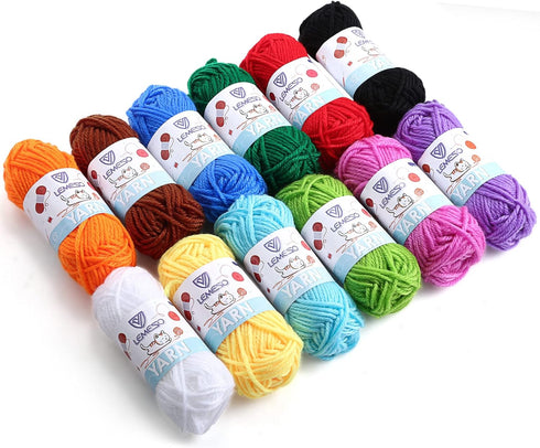 LEMESO 12 Skeins Mini Yarn, 12 Colors 100% Acrylic Mini Knitting Yarn, Great for Knitting Crochet Crafts......
