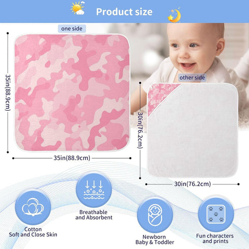Pink Camouflage Baby Hooded Towel, Ultra Soft Absorbent Cotton Baby Bath Towel for Newborn Toddler Boys Girls, 30 x 30 Inch...