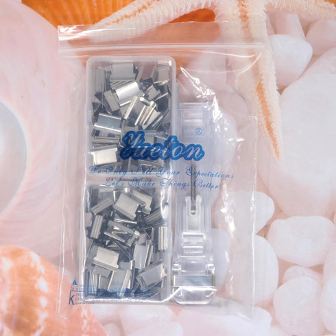 yueton 1 Clear Push Clip with 100 Metal Clips Punchless Push Clip Refill Clip Binder Reusable Paper Push Clip Spare Clip Dispenser for Office Scho...