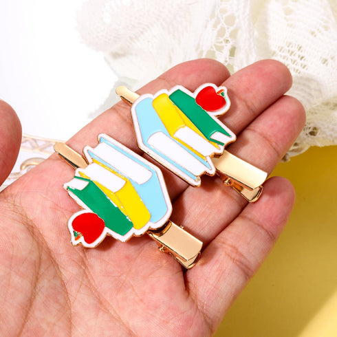 Back to School Hair Clips,Cute Schoolbag Book Hair Clips School Bus Hairpins Back-to-school Gifts Fun Hair Accessories for Teacher Students (Book)...