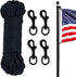 NQ Flag Pole Rope Line Kit-50FT x 1/4" Diameter Nylon Flag Pole Halyard Rope with 4 Pcs Swivel Snap Clips Hooks Fits Flagpole Up to 25FT,Outdoor F...
