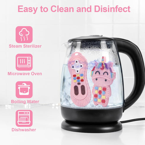 Baby Teething Toys, Food Grade Silicone Teether for Babies 3 6 12 18 Months, 3-Pack TV Remote Shape Toddlers Chew Toys (Pink)...