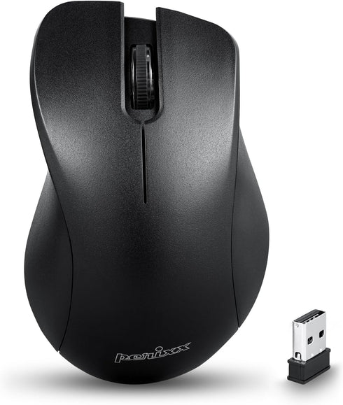 Perixx PERIMICE-621B Wireless Mouse - Silent Click with Ergo Design - Compatible for Desktop and Laptop PC - Wireless 2.4 GHz - Black...