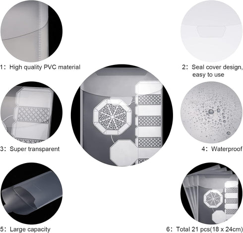 21 Pieces Clear Stamp and Die Storage Bag Pockets Resealable Plastic Seal Storage Envelopes Case Dies Stamp Storage Pocket for Christmas DIY Paper...