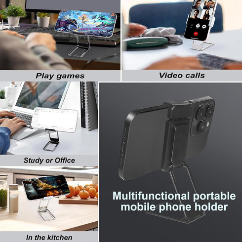 New Upgraded Back Clip Type 360 Folding Bracket, Folding Phone Stand, Cell Phone Stand, Adjustable Foldable Desktop Phone Holder Compatible with i...