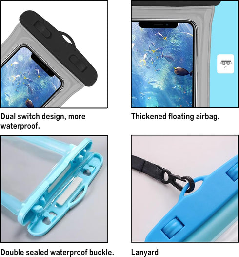 7 Pcs Waterproof Phone Pouch, Universal IPX8 Floating Waterproof Cell Phone Case Dry Bag, Compatible with Most Cell Phone on Market, Waterproof Ph...