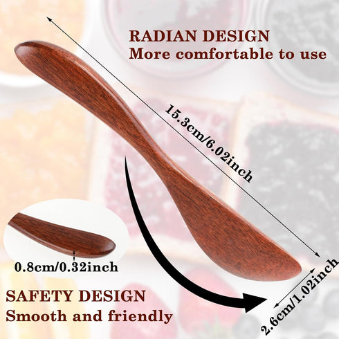 4Pcs Wooden Butter Knife, 6 Inch Jam Spreader Knives Jelly Cheese Spreaders Reddish Brown Condiment Knives Sandwich Spreaders for Kitchen...