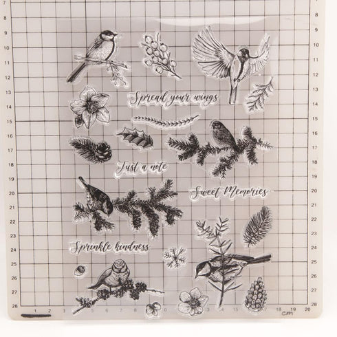 Winter Birds Clear Stamps for Card Making Tree Words Transparent Silicone Stamp DIY Scrapbooking Supplies Embossing Paper Card Album...