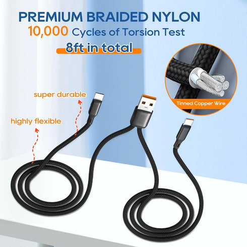 UCEC Dual USB C Cable, 4ft USB A to USB Type C Splitter Charging Cable, 2 in 1 Multi Charging Cable USB C Wire, Braided Nylon USB-C Charger Cable ...