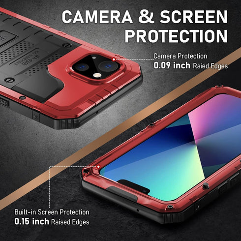 Beasyjoy for iPhone 13 Case Waterproof, Metal Phone Case with Built-in Screen Protector, Heavy Duty Full Body Protective Military Grade Shockproof...