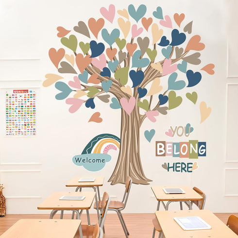 Classroom Tree Bulletin Board Decorations Boho Heart Tree Paper Cutouts You Belong Here Tree Accents Welcome Bulletin Board Decor for School Nurse...