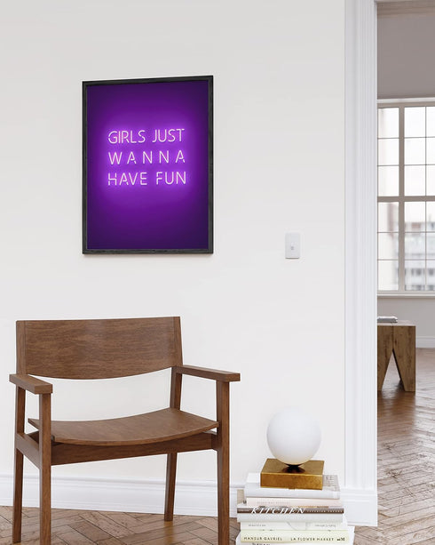 HAUS AND HUES Purple Pictures Wall Decor - Wall Art for Bedroom Aesthetic Purple, Neon Posters, Teen Girl Posters for Bedroom UNFRAMED 12" x 16" (...