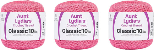 Aunt Lydia Classic French Rose Crochet - 3 Pack of 350y/320m - Cotton - Gauge 10 - Crochet......
