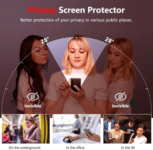 bersem [2+2 Pack Privacy Screen Protector for Samsung Galaxy S23 FE, 6.4 Inch with Tempered Glass Camera Lens Protector, Anti-Spy Flexible TPU Fil...