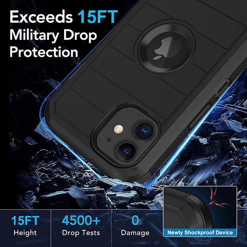 for iPhone 11 Case, with Built in Screen Protector Heavy Duty Drop Protection, Full Body Rugged Shockproof Dust Proof 3- Layer Tough Protective Ph...