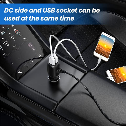 12V Car Charger with 5V Daul USB Ports and 5 Connectors for Radar Detector, LED Light Strip, Portable Air Pump, DVD Player, Monitor, Speaker, Brea...