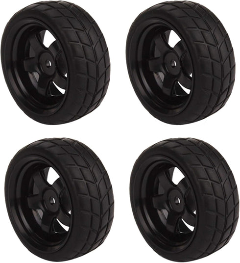 BQLZR Black RC 1: 10 Tires and Wheels Set 2.56" (Dia1.77") Hub Wheel Rims 5 Spoke + Rubber Tires Pack of 4...