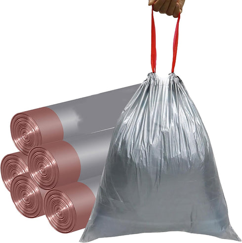 Small Drawstring Trash Bags 4 Gallon 1.1mil-75 Count Tear-Free Gray Individual Unscented Small Garbage Bags Separated Unscented for Bathroom Kitch...