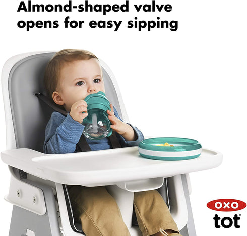 OXO Tot 6 Ounce Transitions Straw Cup with Removable Handles - Teal...