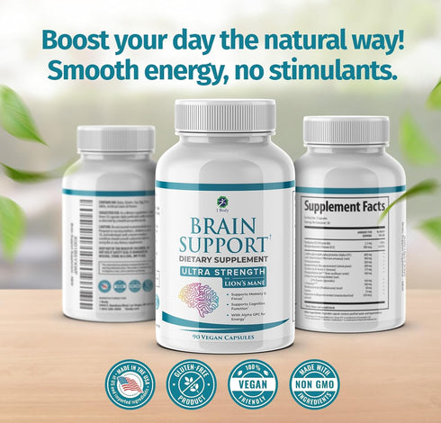 1 Body Brain Supplement – Nootropic Brain Booster with Alpha GPC, Ginkgo & Bacopa – 90 Vegan Capsules – Memory Supplement for Brain Support, Focus...