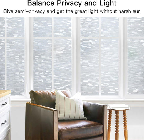 DOWELL Window Privacy Film, Frosted Glass Window Film, Non Adhesive Decorative Static Cling, Opaque Door Vinyl, UV Blocking Glass Sticker Covering...