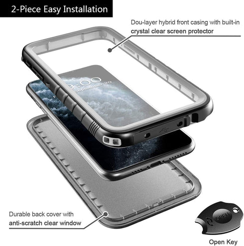 Cozycase Waterproof Case for iPhone 11 Pro Max Underwater Shockproof Full-Body Rugged Bumper Sealed Case with Built-in Screen Protector for iPhone...