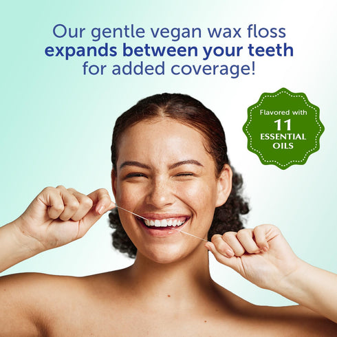 Eco-Dent GentleFloss Dental Floss, Waxed, Mint - Floss with Vegan Plant-Based Wax, Recyclable Cardboard Packaging, 100 Yds Ea (Pack of 6)...