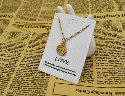 Women's Old English Initial Necklace 18K Gold Plated Stainless Steel Letter Pendant Gift...