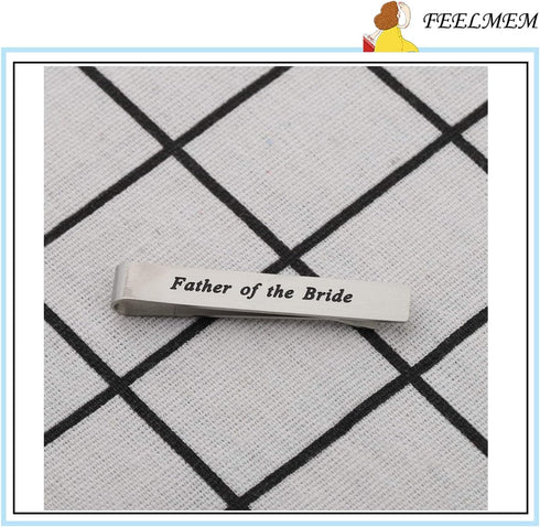 FEELMEM Father of The Bride Gifts to The Man I Love You First Stainless Steel Tie Clips Wedding Tie Bar for Dad Gift...
