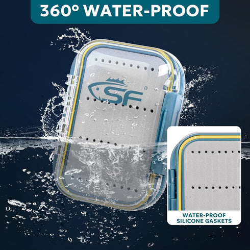 SF Small Waterproof Fly Box Double Sided Floating Fly Fishing Case Storage For Nymph Wet Dry Fly Flies Streamer Foam...