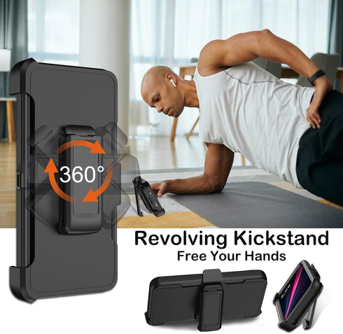 for T-Mobile REVVL 6 Pro 5G with Belt Clip Holster,REVVL 6X Pro Case Built-in Screen Protector,Heavy Duty Shockproof Drop Protection Military Grad...