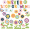 90 Pcs Spring Bulletin Board Decorations for Classroom Flowers Bulletin Board Set Never Stop Growing Cutouts Inspirational Quotes Cards Wall Decal...